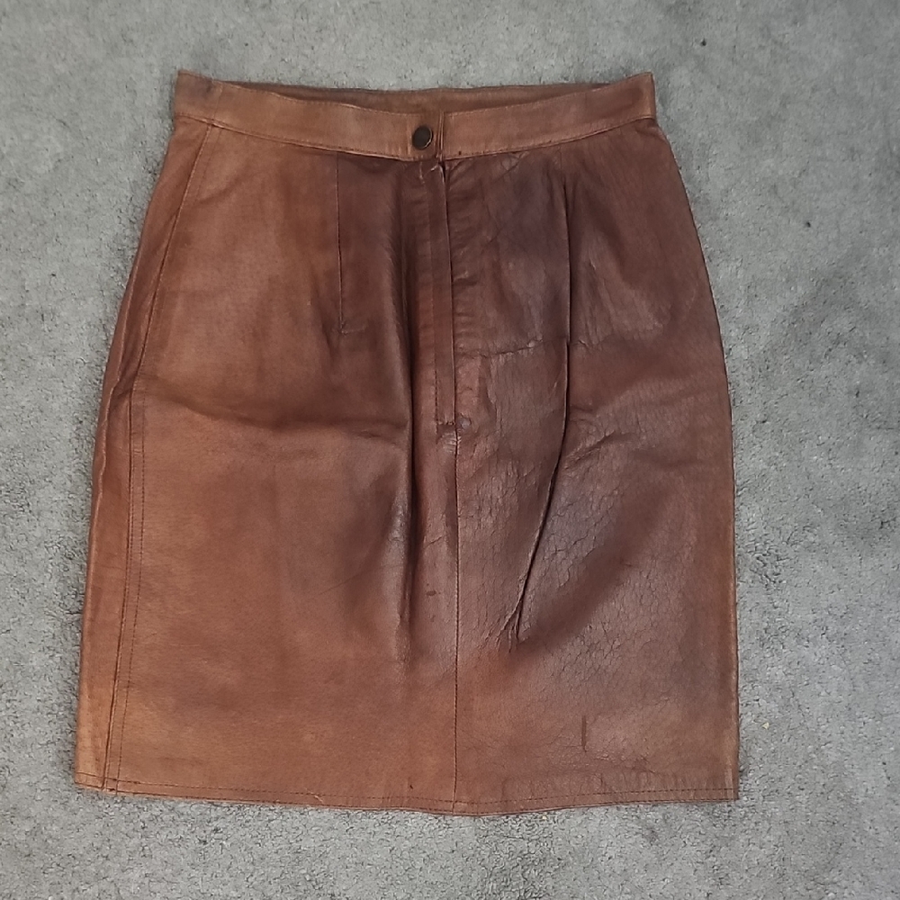 Brown Leather Skirt